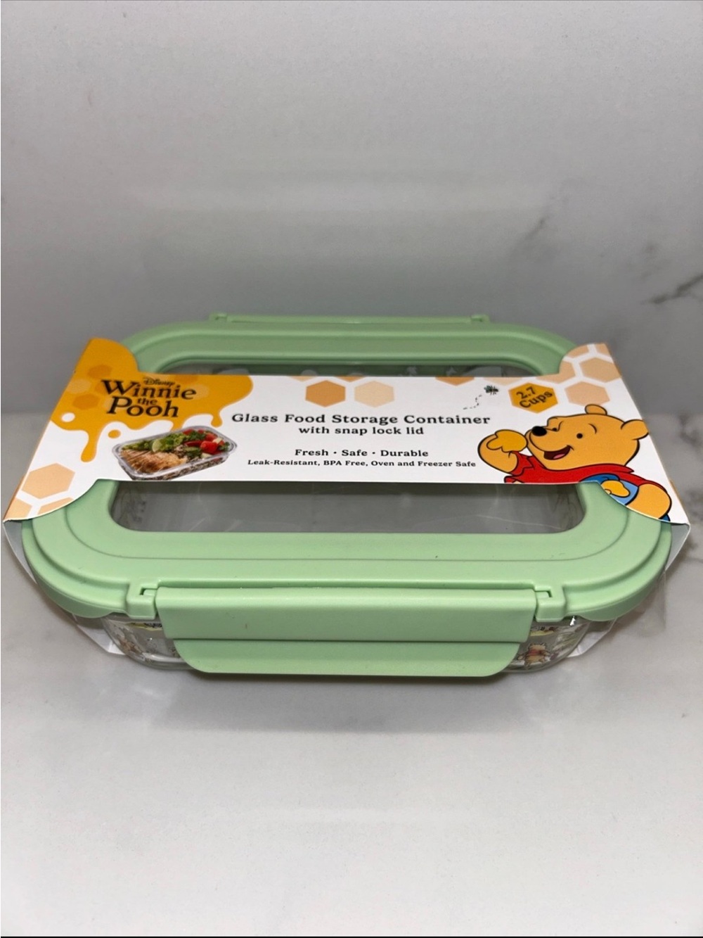 Disney Winnie the Pooh Glass Food Storage Container with Snap-Lock Lid